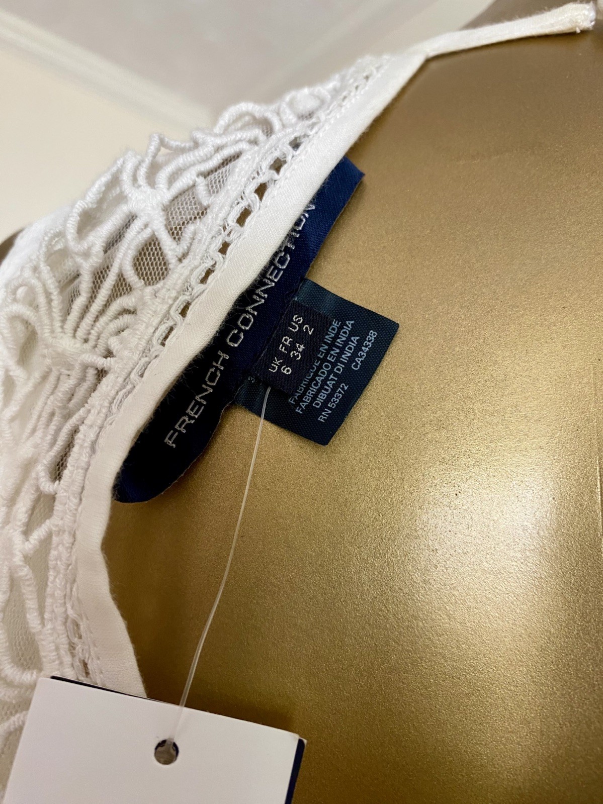 NWT French Connection Rene Lace Boho Beach Bridal Wedding Dress Crochet Size 2