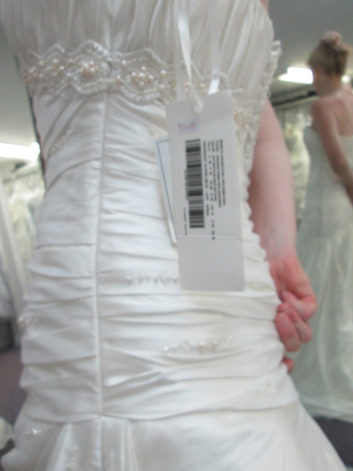 La Sposa Legado Size 8 Wedding Dress, Empire Pearls, Ivory Fit & Flare Reg $4999