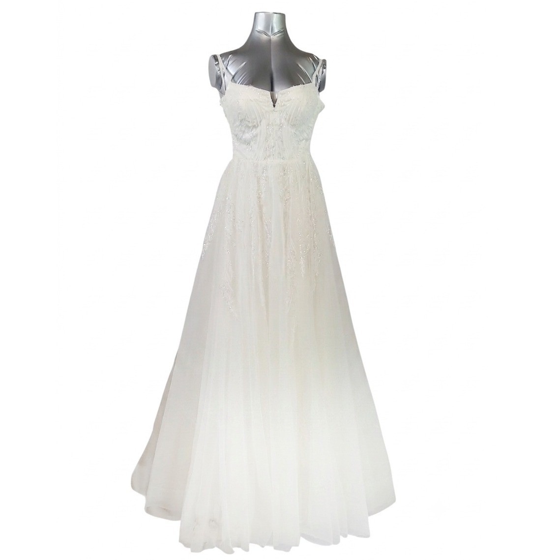 Martina Liana Ivory Beaded Sequin Tulle A-Line Wedding Dress Gown sz 10 *defect