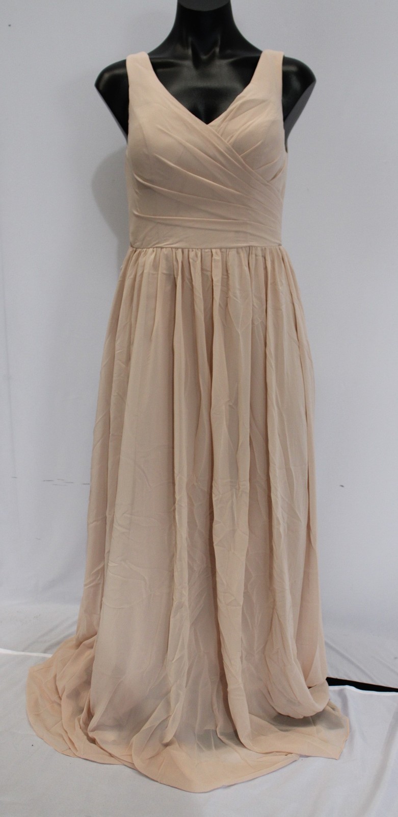 Azazie Women’s Keyla A-Line V-Neck Pleated Chiffon Dress AP2 English Rose Size:6