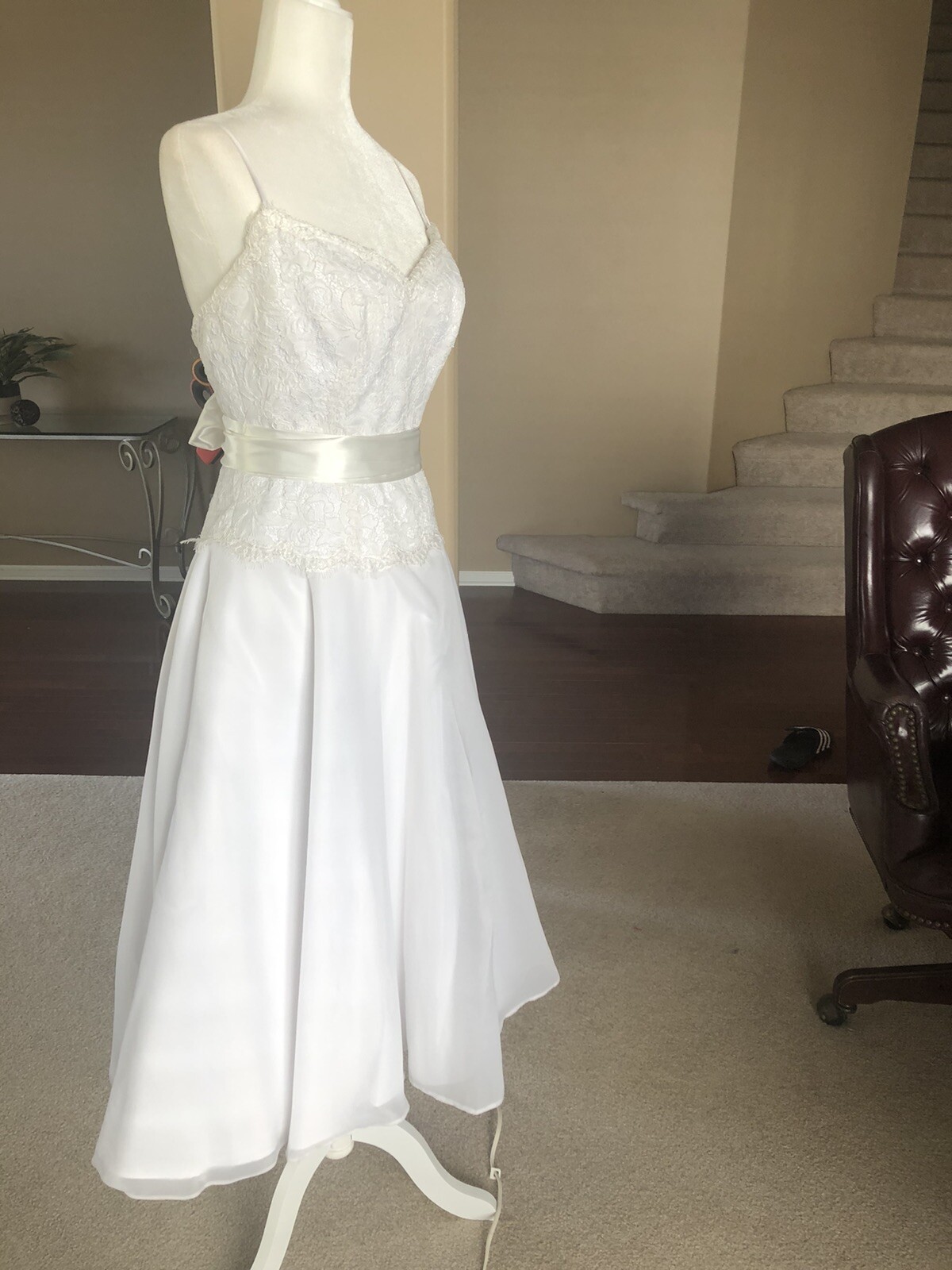 2be White Tea Length Wedding Dress Size 8