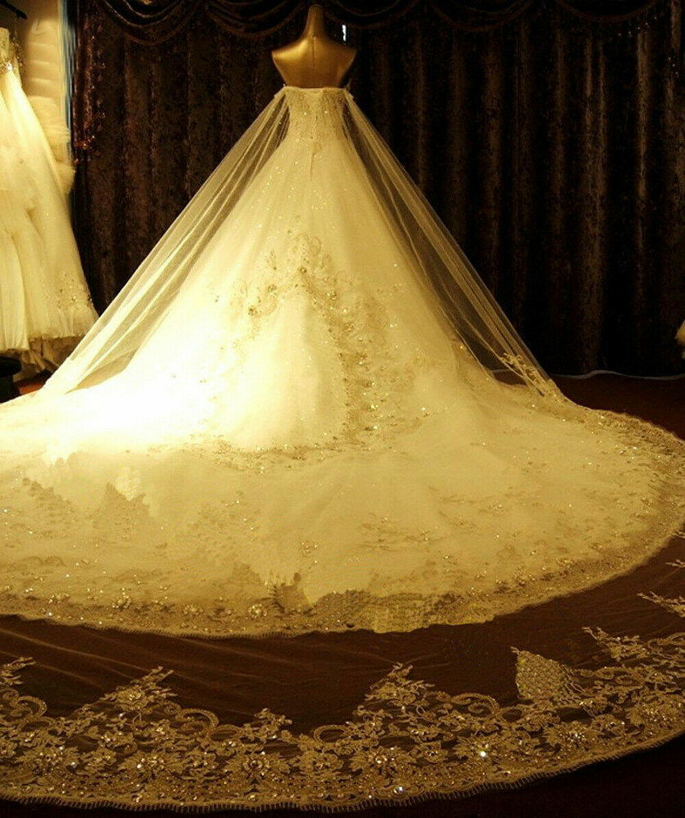 Luxury Crystal Sparkle Wedding Dresses Back Long Train Bridal Gown Strapless New