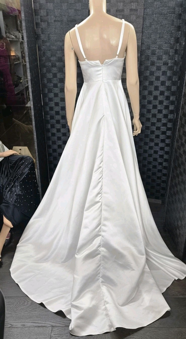 Unbranded White Satin A-Line Wedding dress gown formal size 4