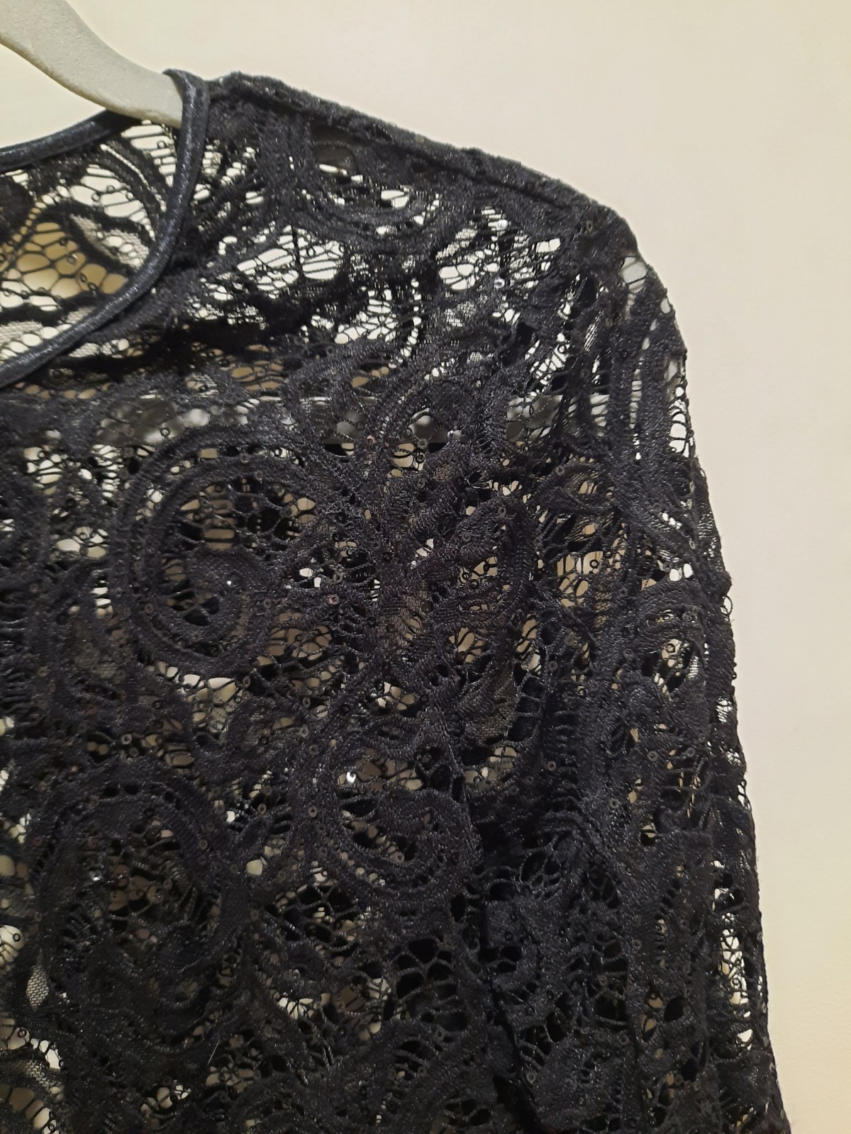 RNstudio Size Medium Formal Black Lace Sequence Shrug Wedding Nice Pretty