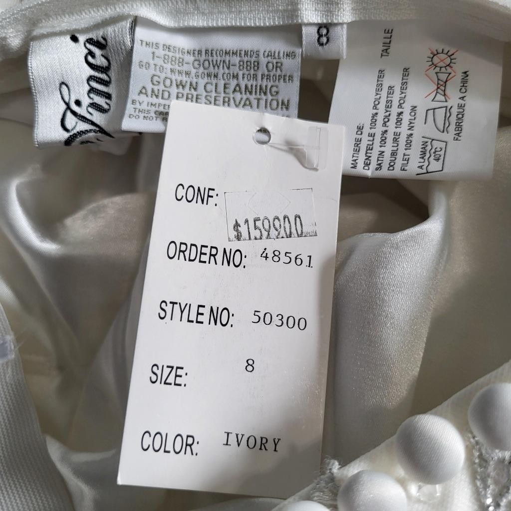 NWT~$1599~DA VINCI~SZ 6~IVORY STRAPLESS EMBELLISHED BALL GOWN WEDDING DRESS