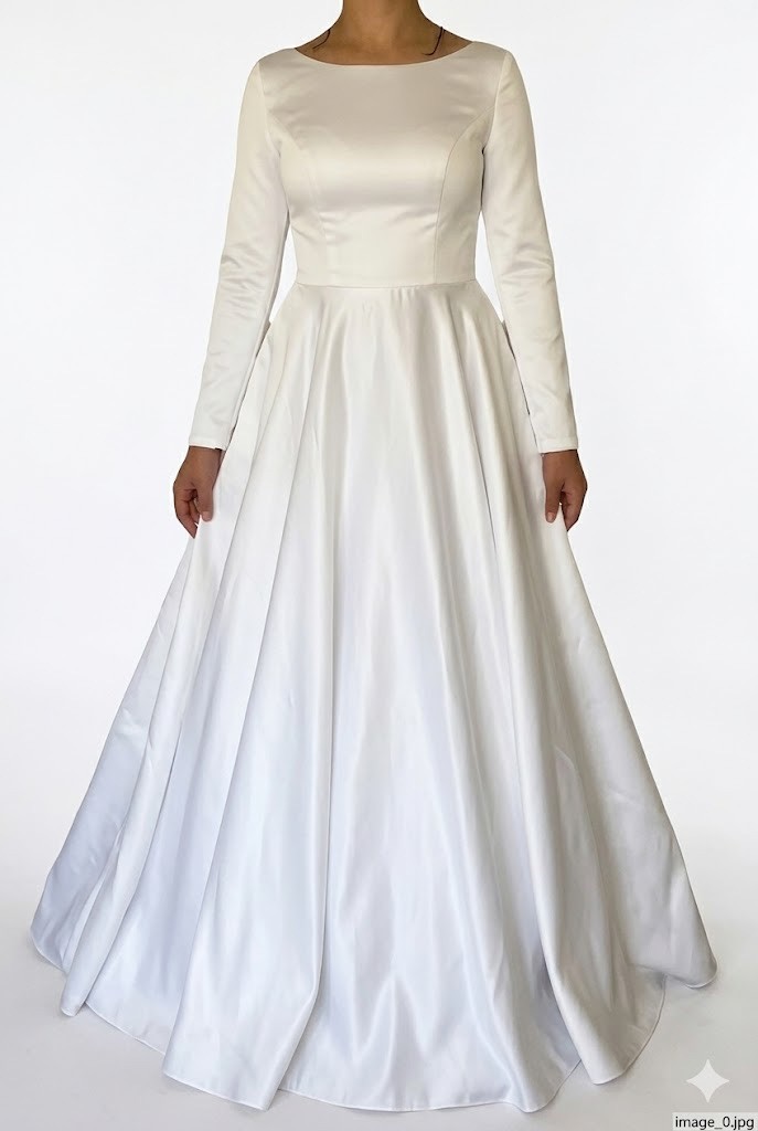 Unbranded Minimalist Wedding Dress / Long Sleeved / Solid / Size 6