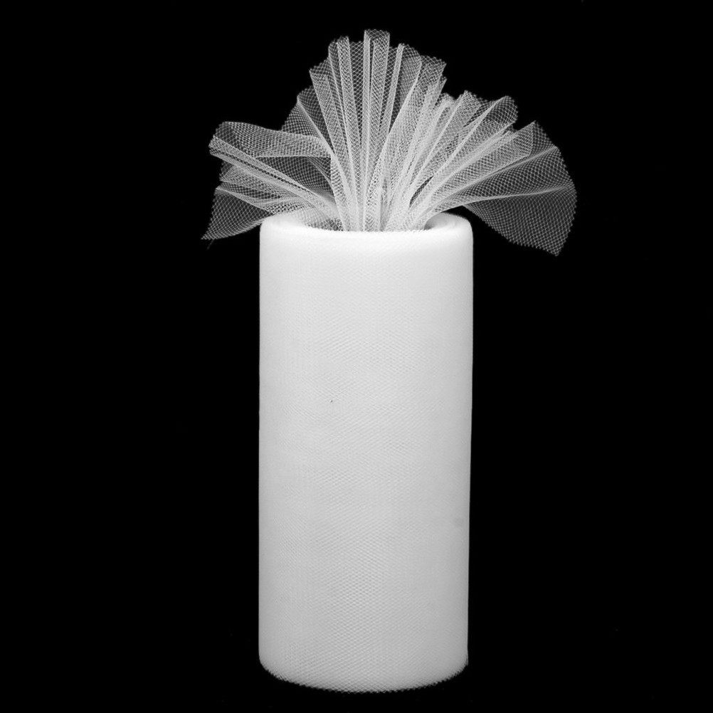 Polyester White Tulle Roll 22 Meters Length 15 cm Width for Wedding Decor