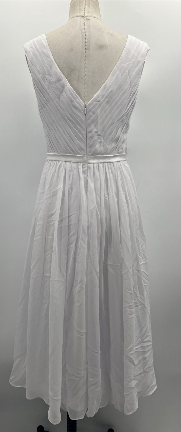 JJ’s House Women Back Zip V Neck Sleeveless V-Back White Wedding Dress Custom Sz