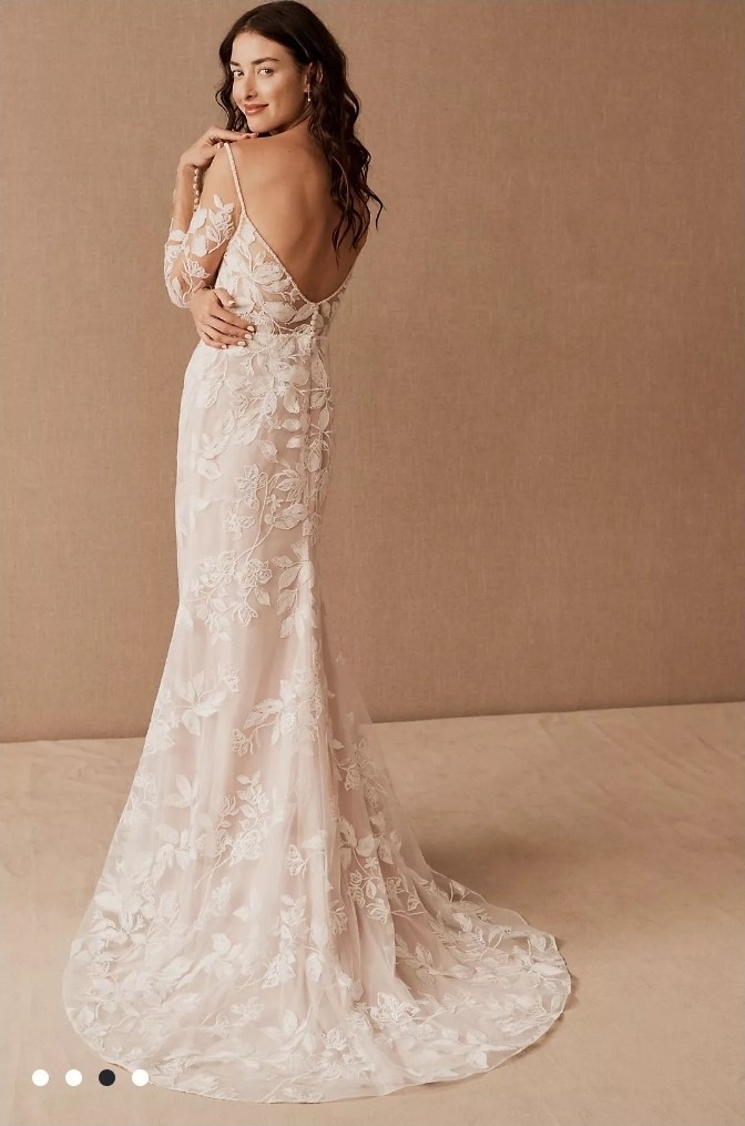 NWT $2815 Wtoo Watters Paloma Ivory Long Sleeve Lace Fit Flare Wedding Dress 12