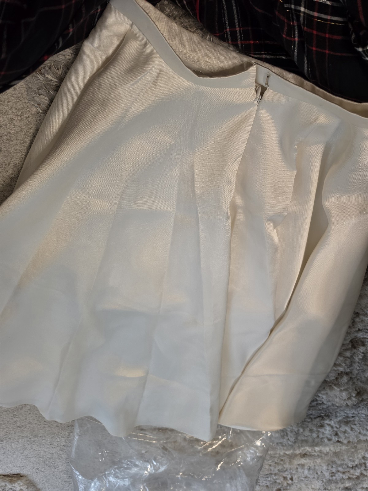Wtoo by Watters Bridal Ivory Satin High Low Wedding Skirt Back Zip Train Size 10