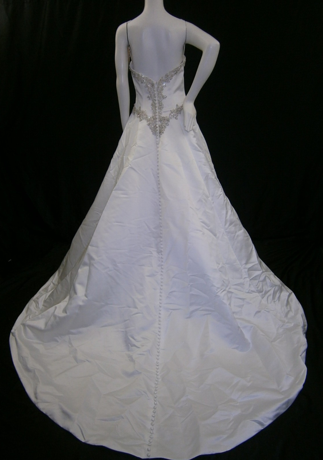 Casablanca Wedding Dress Gown 10 White A-Line Satin Pockets Bling Buttons NWT