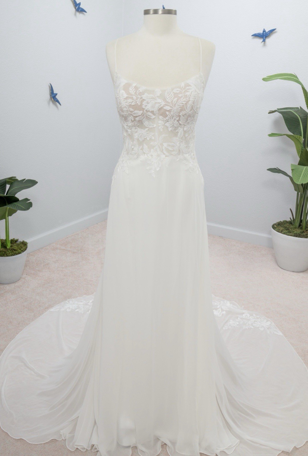 Oxford Street PA1348 Size 12- Lace Sleeveless Sheath Wedding Dress with Train