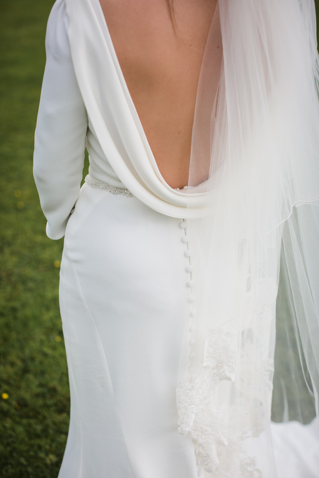 Martina Liana 791 Wedding Dress 10 Ivory Crepe Long Sleeves Buttons Open Back