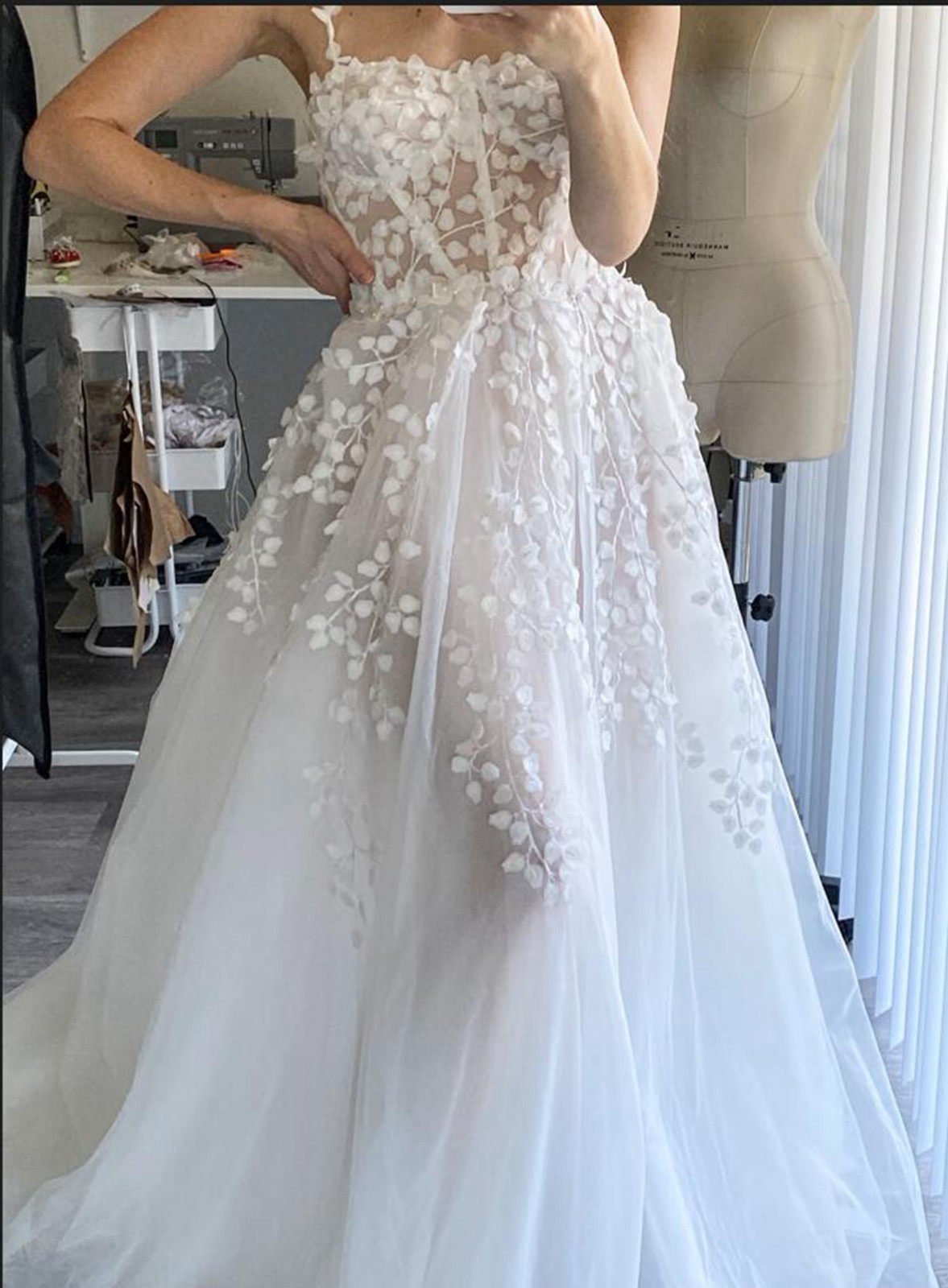 Top Boho Floral Lace Wedding Dress Wedding Dress 32-60 Pink Ivory Strappy Lace Up