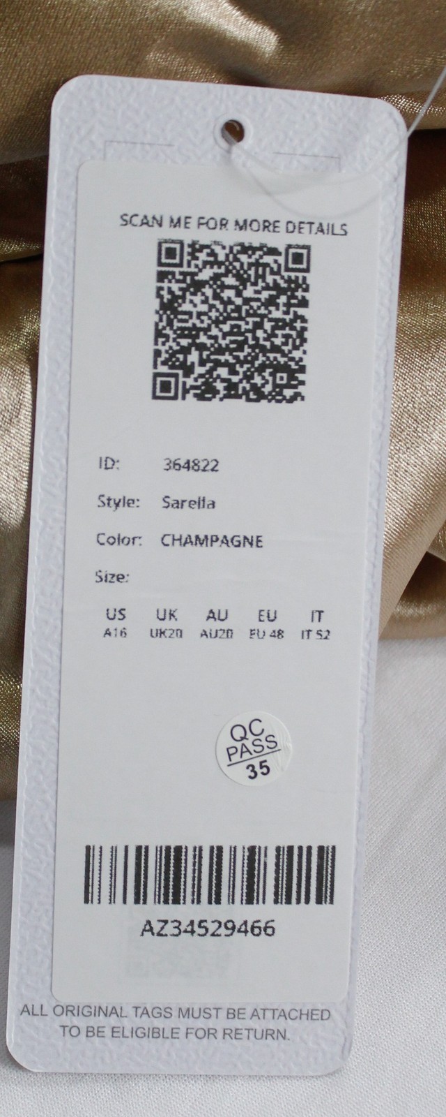 Azazie Women’s Sarella A-Line Pleated Stretch Satin Dress AP2 Champagne Size:A16