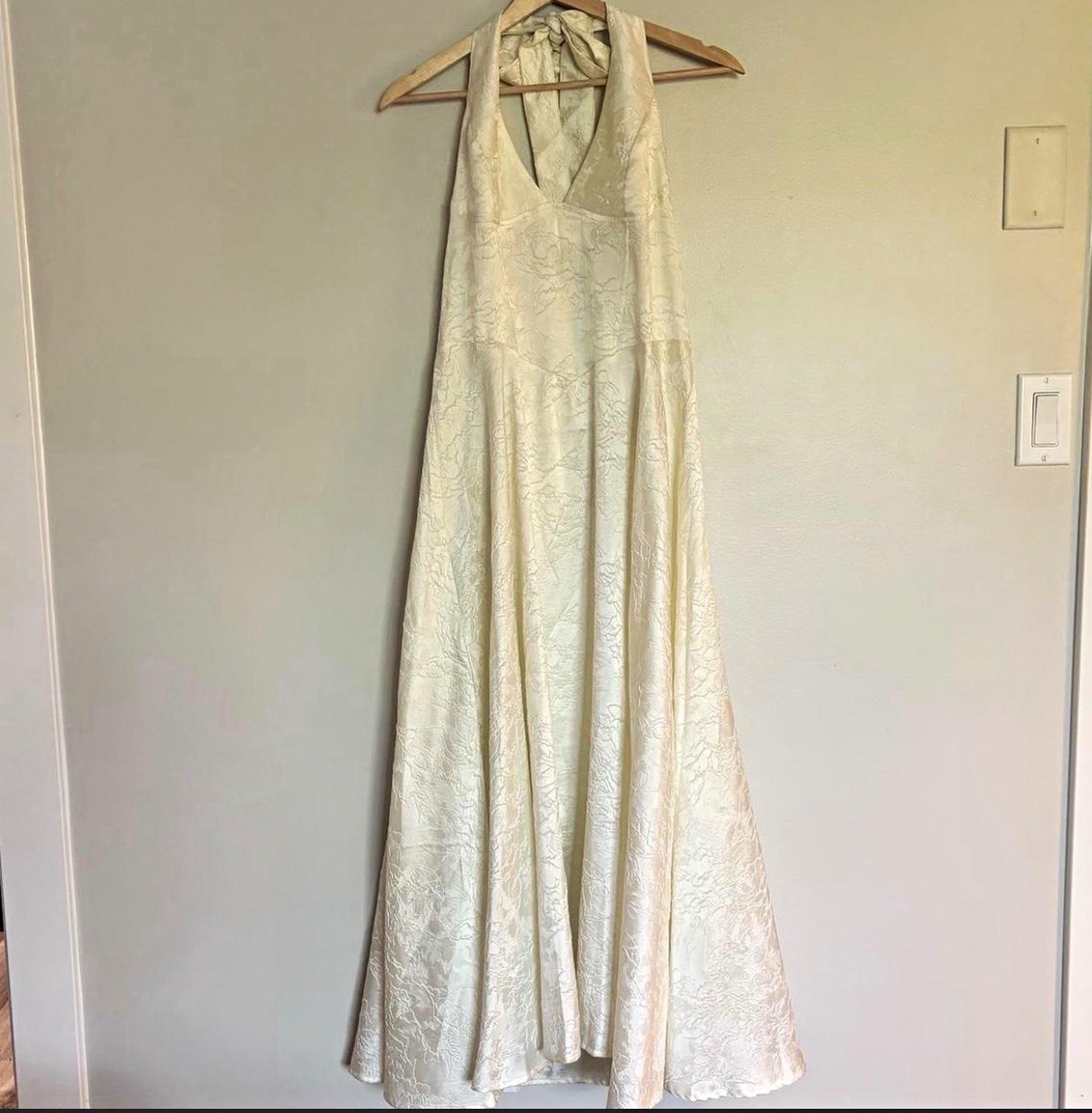 Vintage bridal cream halter midi dress