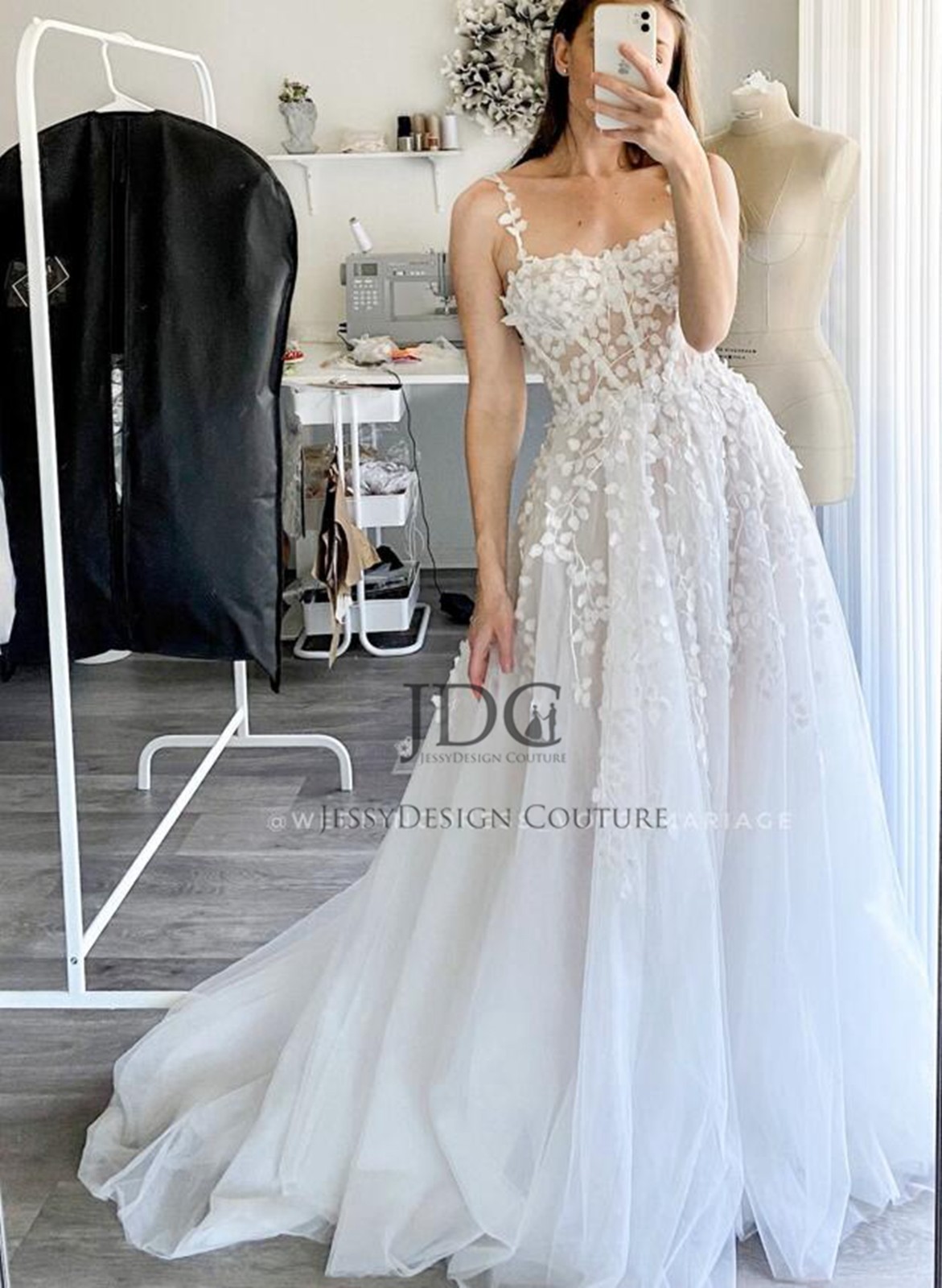 Top Boho Floral Lace Wedding Dress Wedding Dress 32-60 Pink Ivory Strappy Lace Up