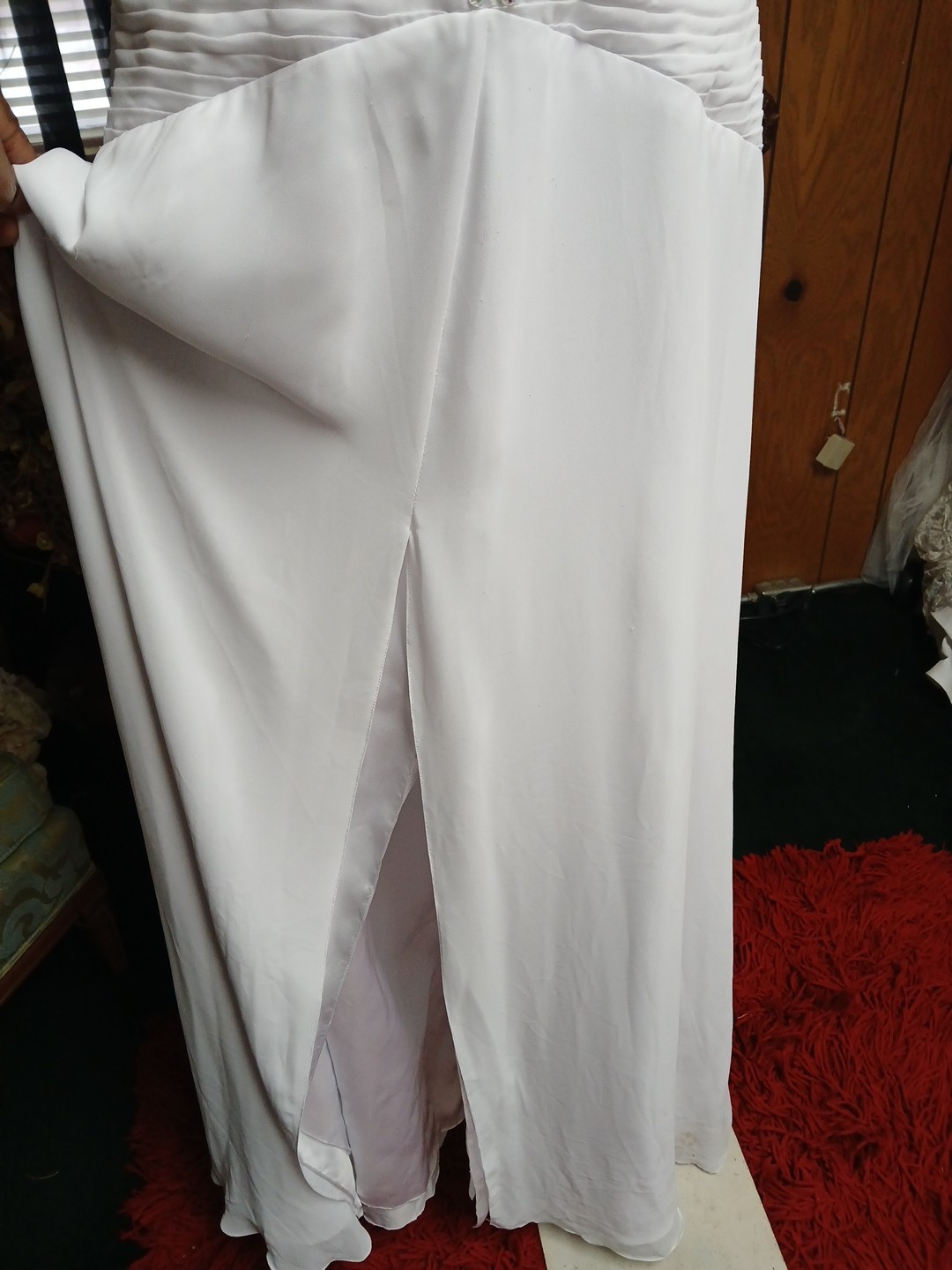 White Chiffon And Satin Wedding Dress Halter Neck Size 12