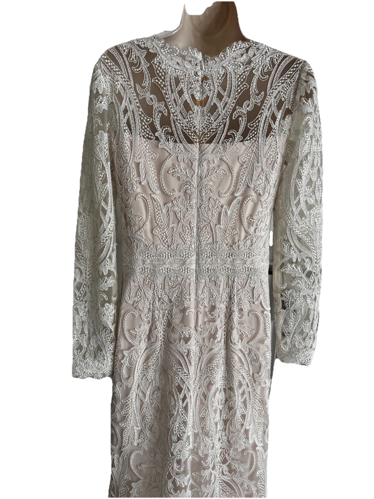 NEW Tadashi shoji gown dress Wedding Bridal All Lace Long +Train Ivory White 8