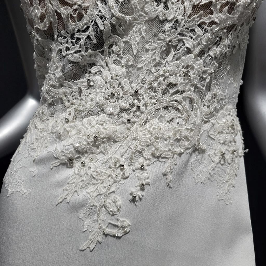 NWT~$1595~JOVANI~SZ 4~IVORY OFF WHITE LACE RHINESTONE EMBELLISHED WEDDING DRESS