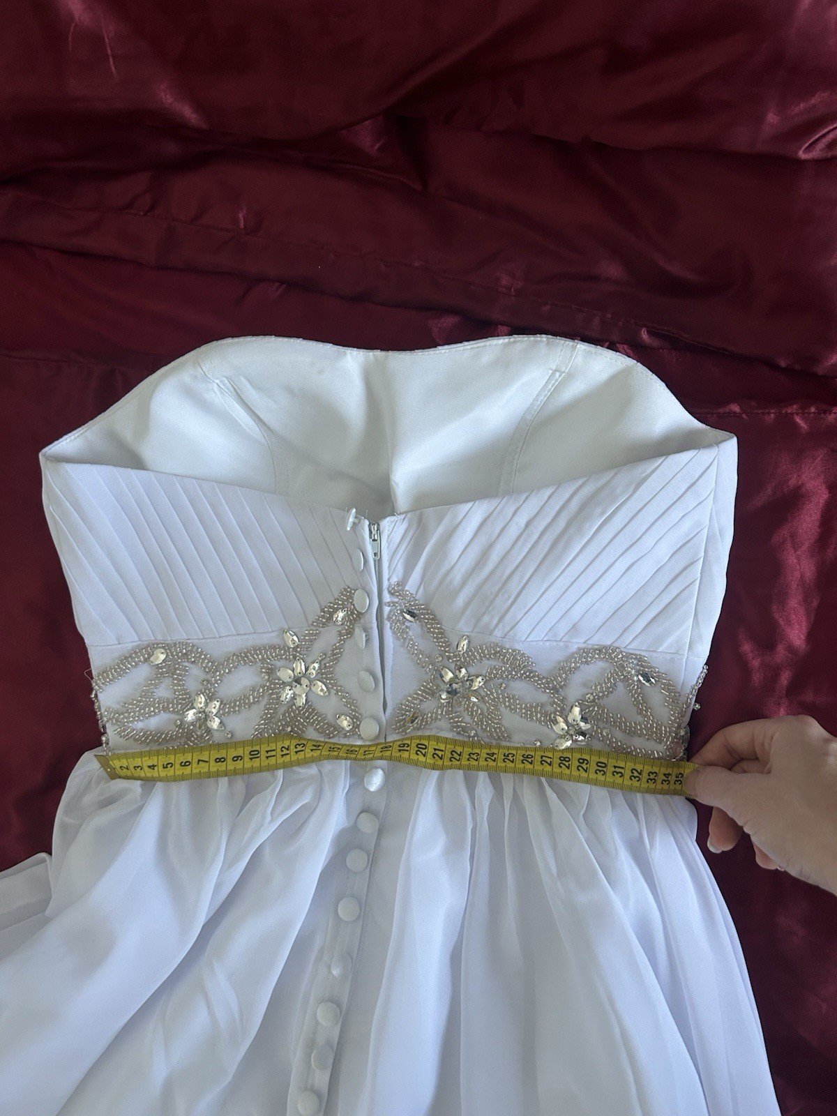 Wedding dress white size 36 S A-line strapless beading New