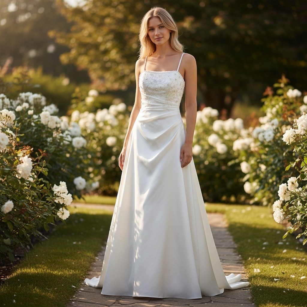 DaVinci Wedding Gown 10 White Gold Beaded Sleeveless Embroidered/w Train NWT