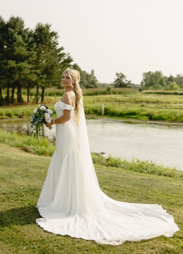 Allure Romance Bridals Wedding Dress Size 10 R3709 Ivory Crepe Off Shoulder Gown