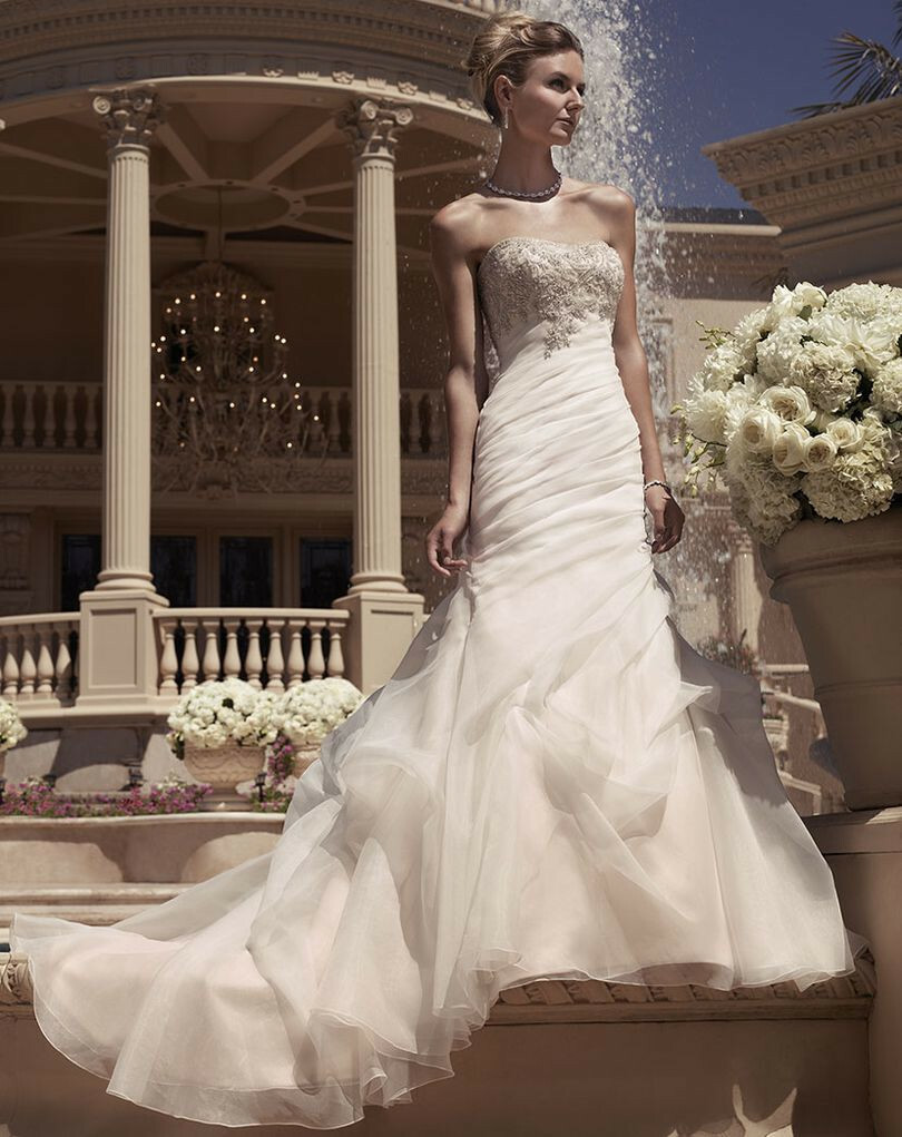 Casablanca 2107 Bridal Dress 10-12 Princess Ivory Organza Gown Swarovski Bling