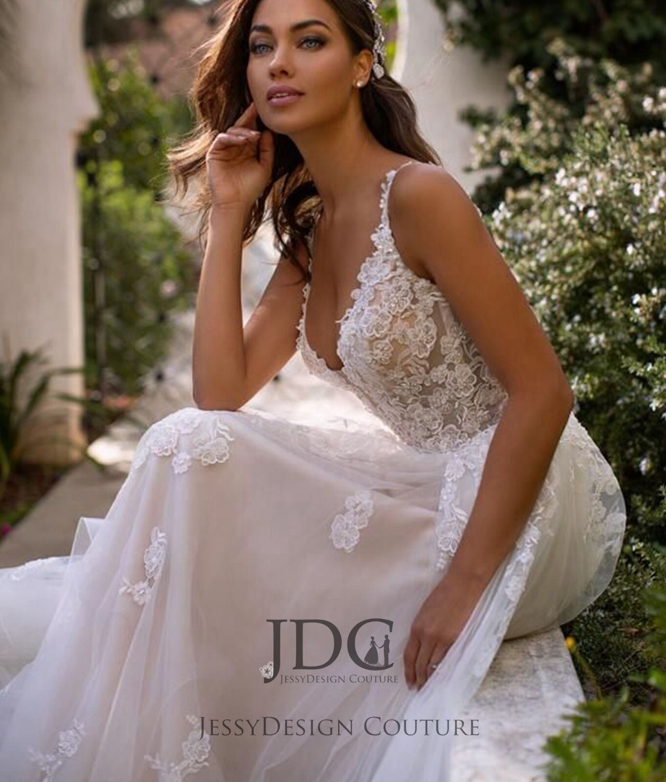2025 Timeless Beaded Ivory Blush Lace Wedding Dress Bridal Gown 2-28W Volants