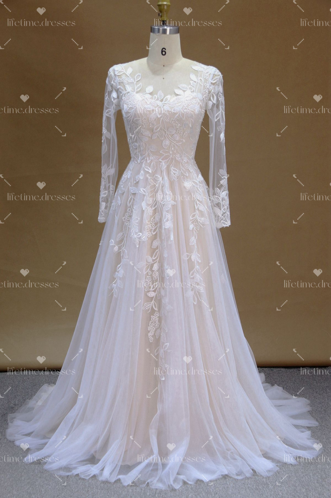 Champagne Wedding Dresses Lace up Beach Boho New Tulle Elegant Bridal Gowns