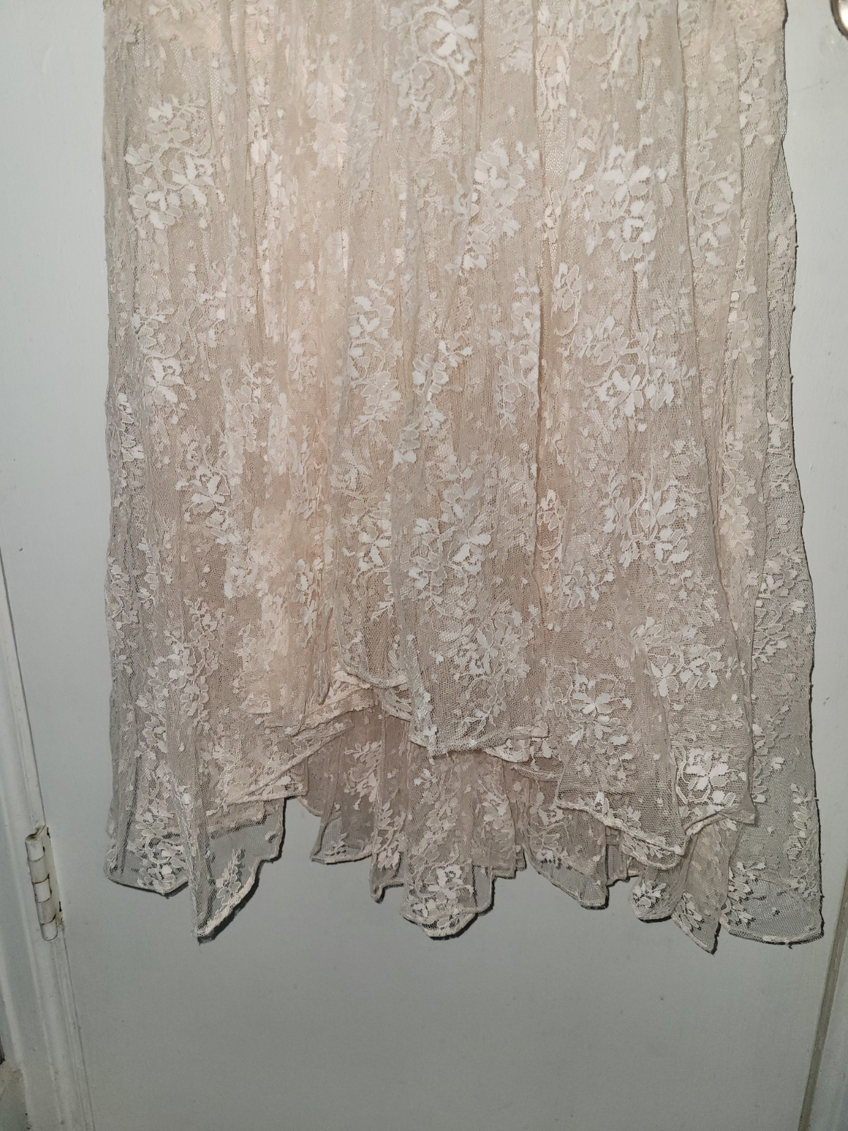 Vintage lace overlay slip appliqué ivory wedding lace dress Unbranded
