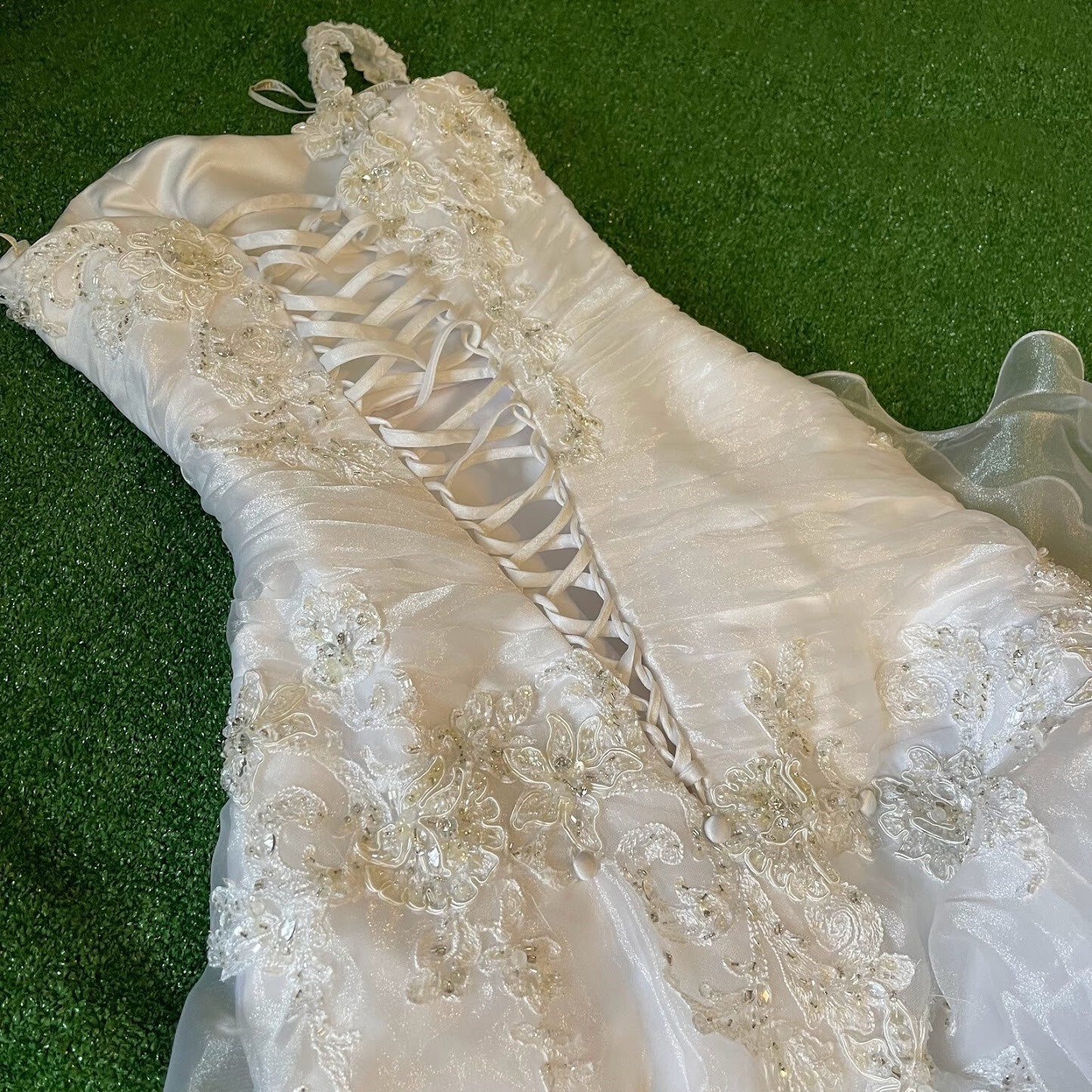 Maggie Sottero Haute Couture Imperial Gown Off Shoulder Wedding Dress Size 0