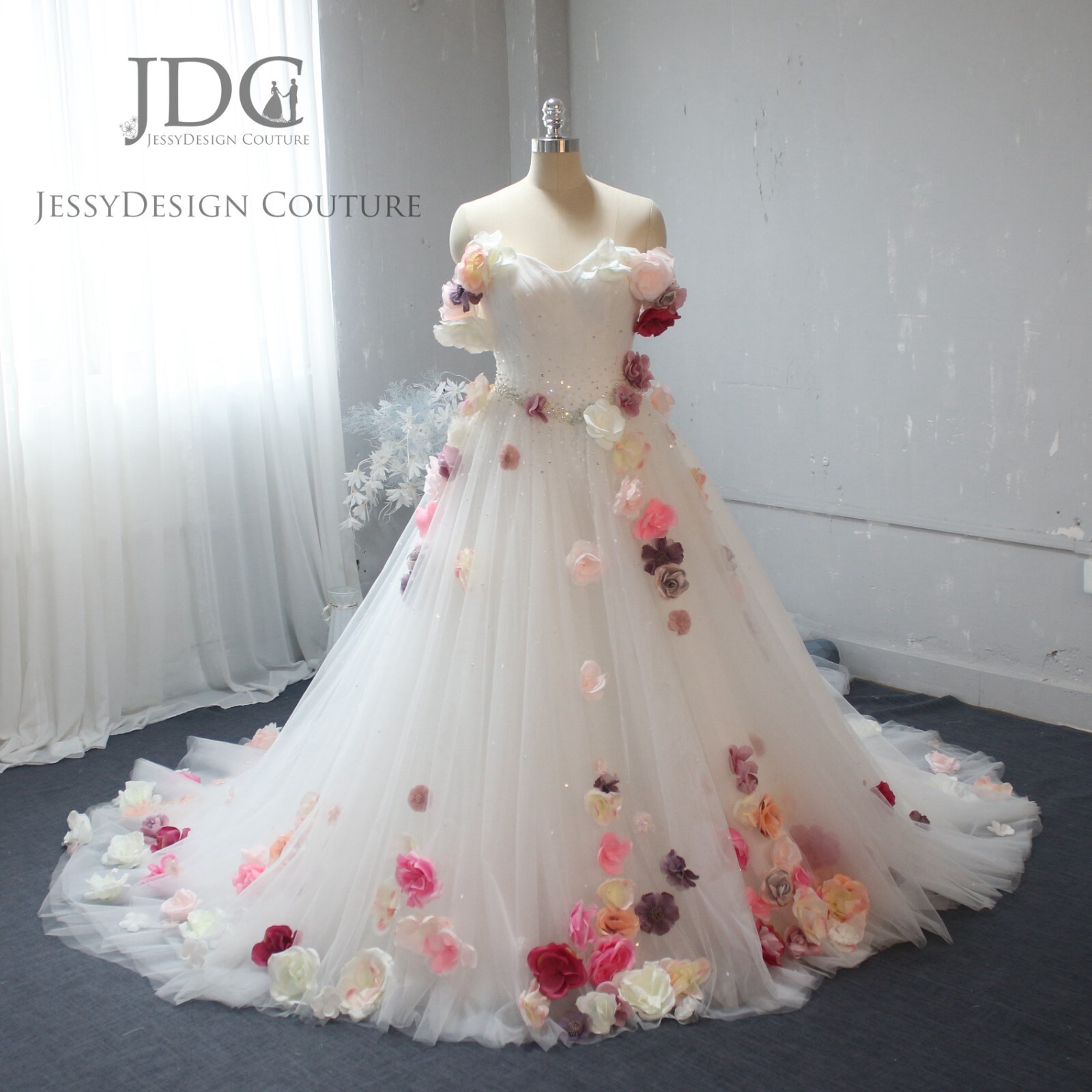Luxury Glitter Tulle Wedding Dress Bridal Gown Beaded Corset coloful Rosen