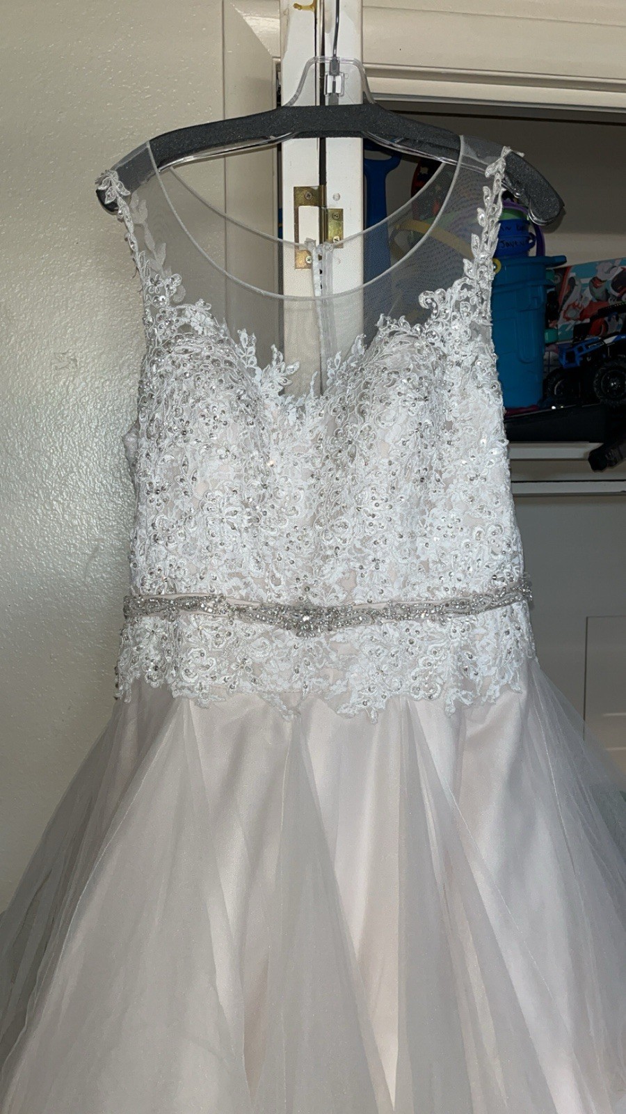 White Lace Beaded Tulle wedding dress