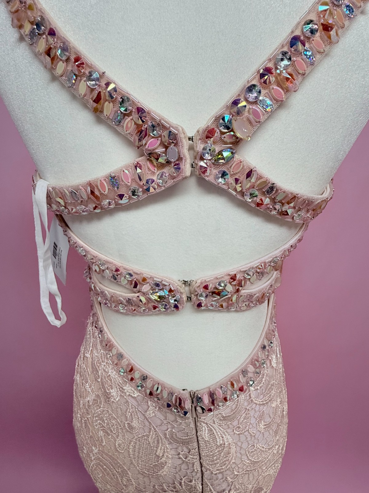 Allure Bridals Blush Colored Sequined Gown Size 6