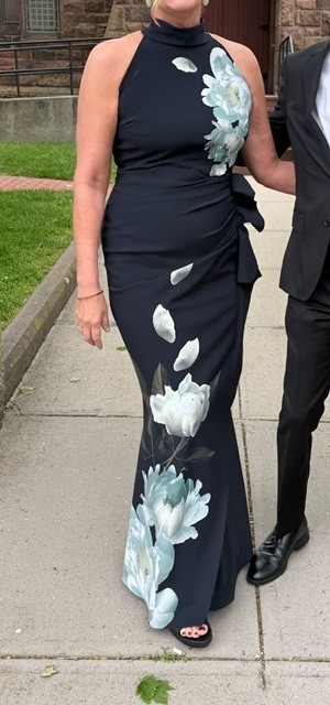 Chiara Boni La Petite Robe Gudrum Trumpet Gown Black Floral Gorgeous 14US/50IT