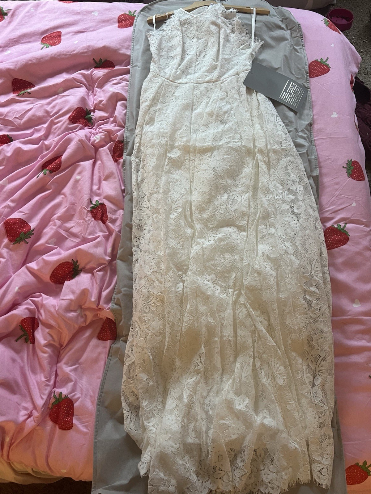 ASOS EDITION Ivory Lace Halter Neck Sleeveless A-Line Full-Length Wedding Dress