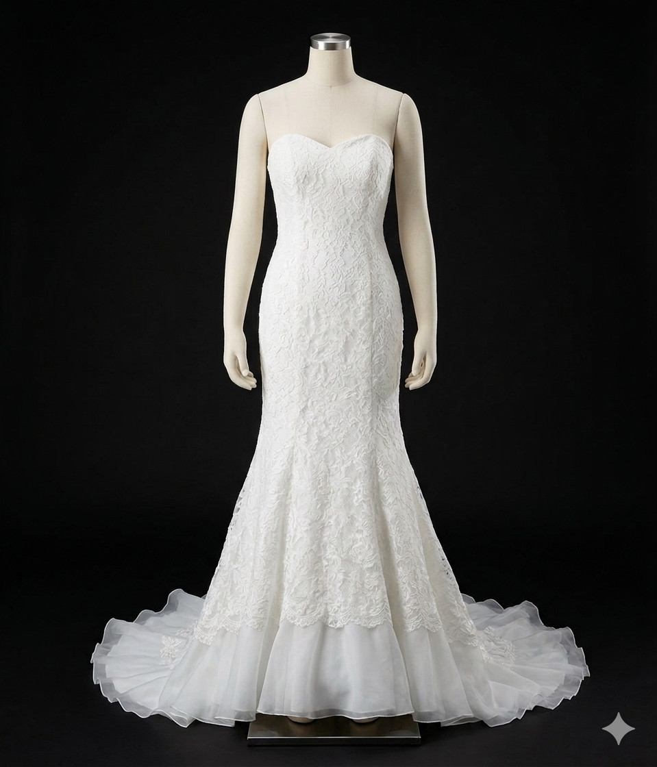 Galina Signature Strapless Mermaid Davids Bridal Wedding Dress Sz 12 SWG400