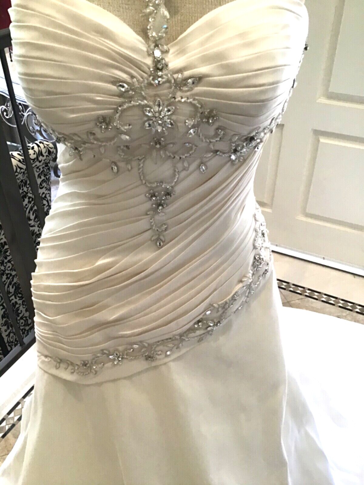 DEMETRIOS NEW Choker High Neck Wedding dress bridal gown Fit & Flare Ivory 10