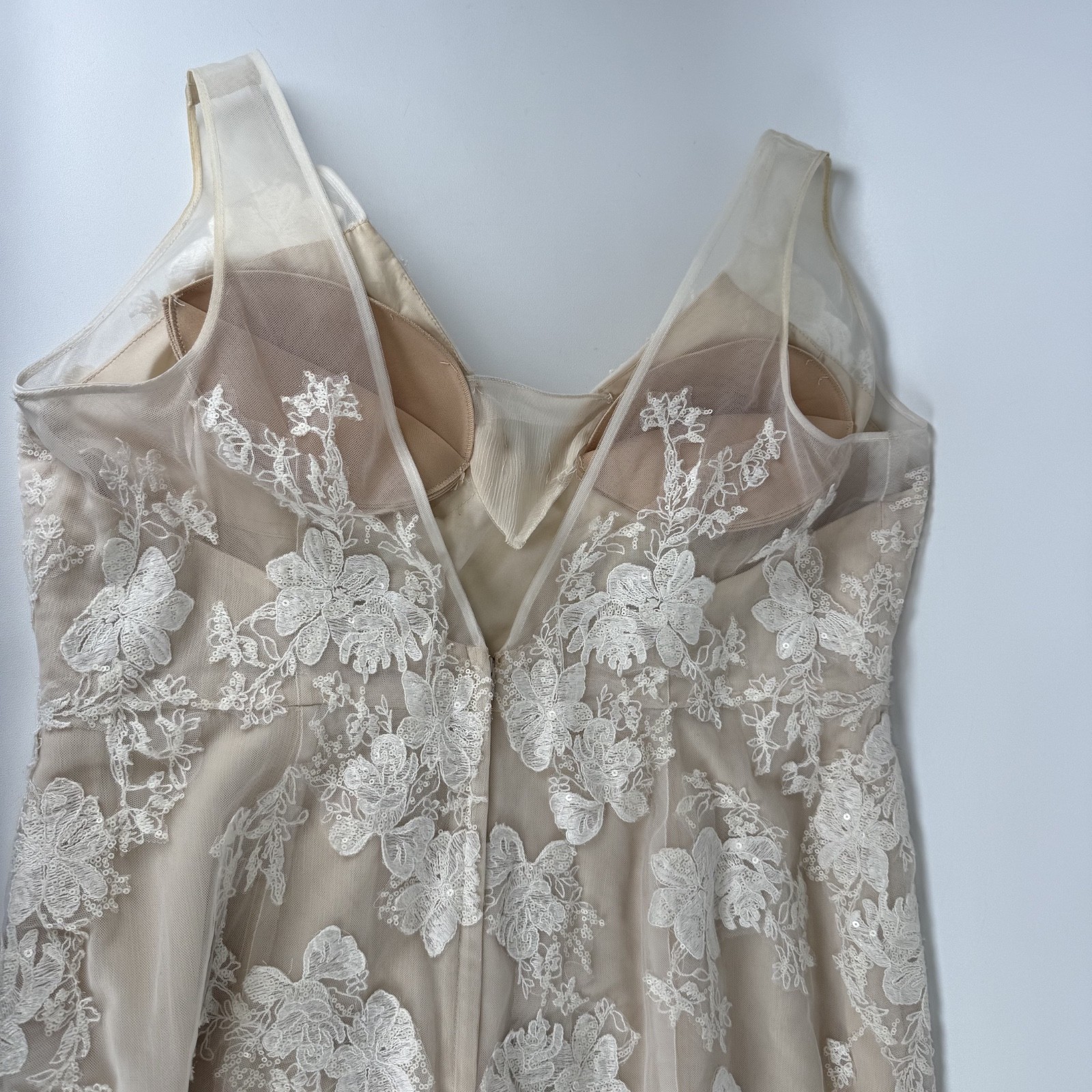 MELISSA SWEET Lace Applique Tulle V-Neck Wedding Gown IVRY/CHAMP SZ 20W