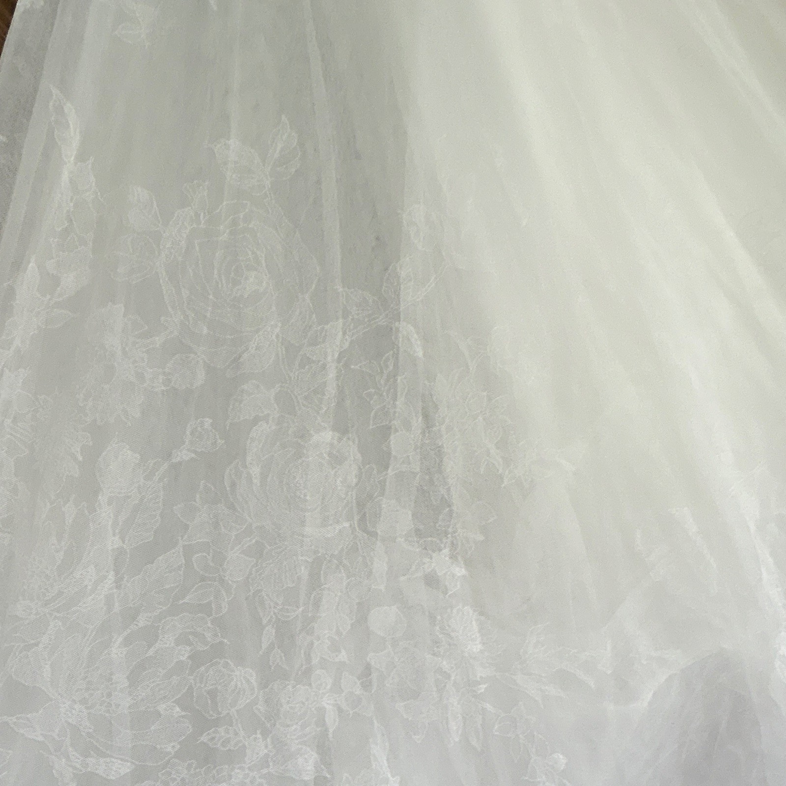 White Strapless Lace Bodice Ball Gown Wedding Dress Full-Length Corset Back