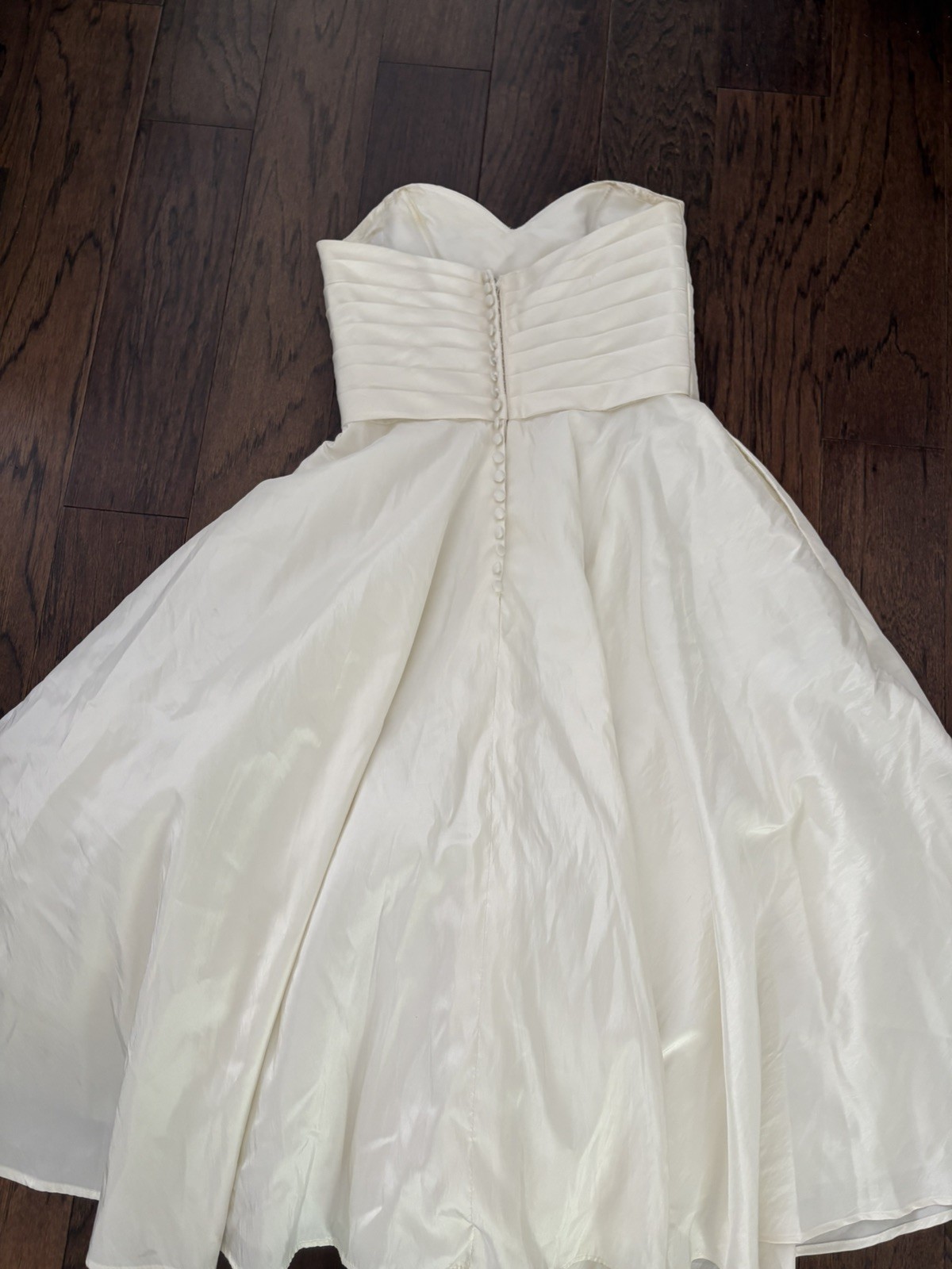 Classic Strapless Tea Length Midi Wedding Dress Gown Ivory Size 12, Has Pockets
