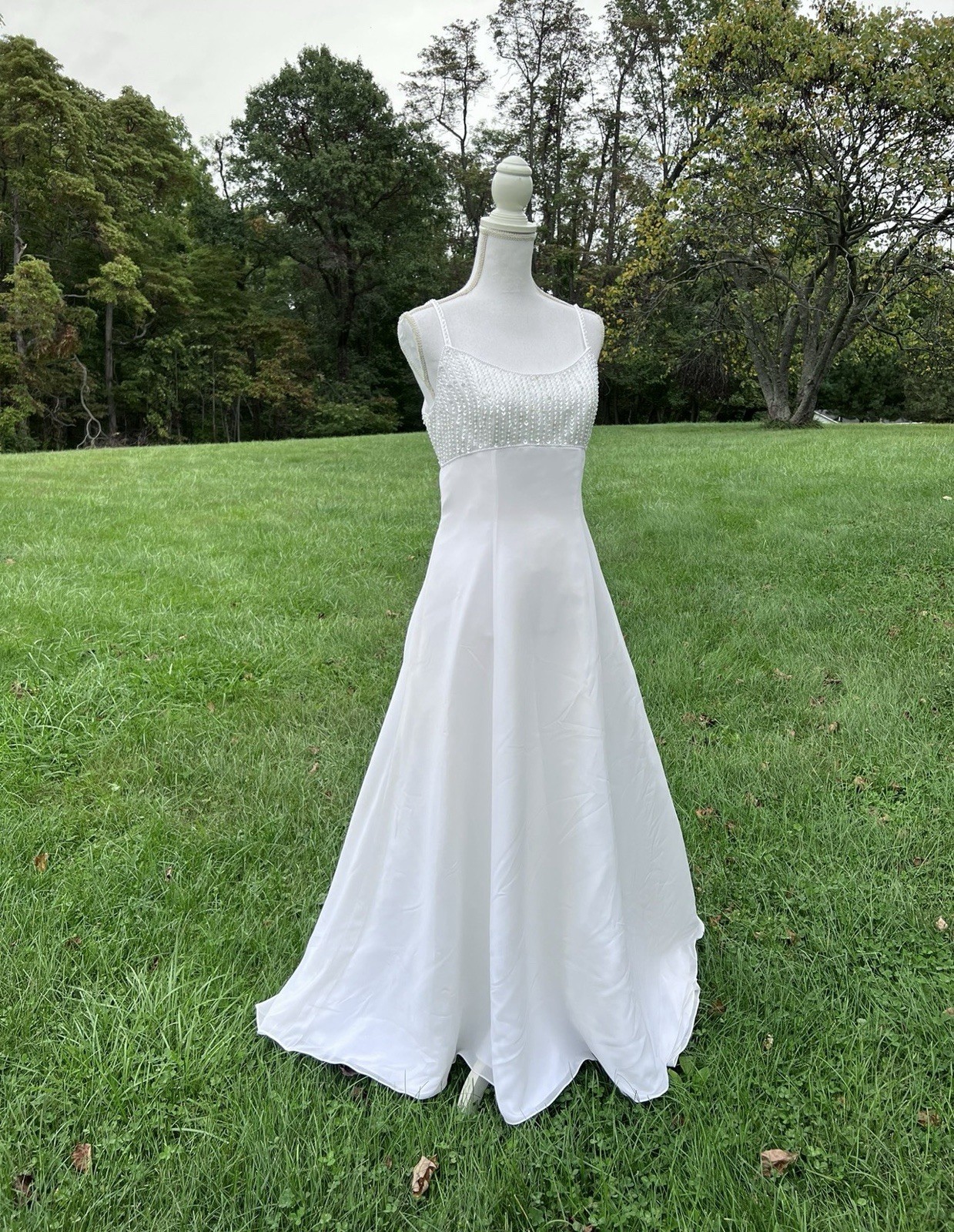 Mary’s PC white Beaded Bridal Wedding Dress with long head dress size S