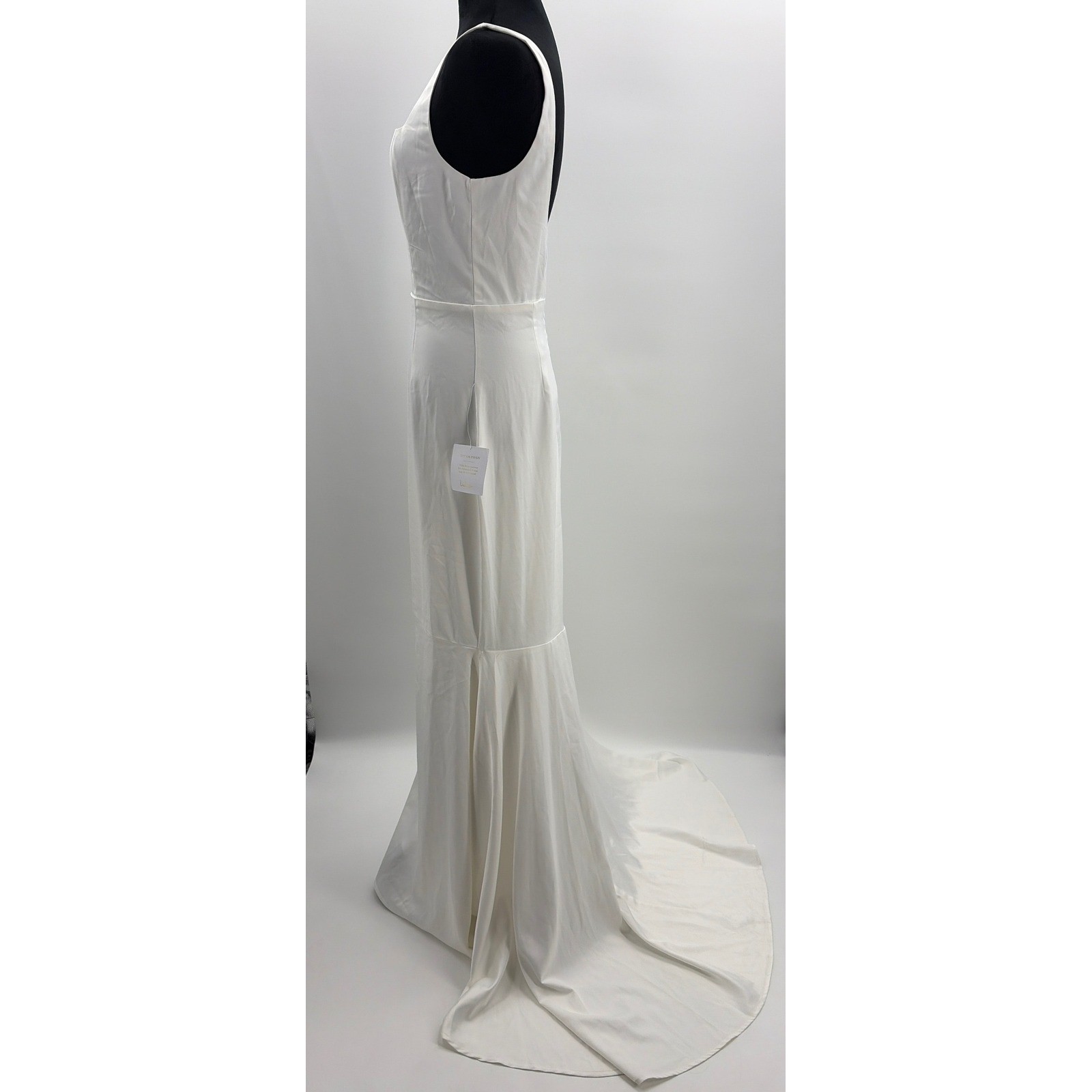 Lulus Luxe Loveliness White Satin Backless Mermaid Maxi Dress Bridal Gown M NEW