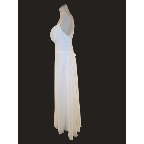 JJ’s House Ivory Chiffon Maxi Wedding Dress NWT Size 10 Cowl Neck A-Line Formal