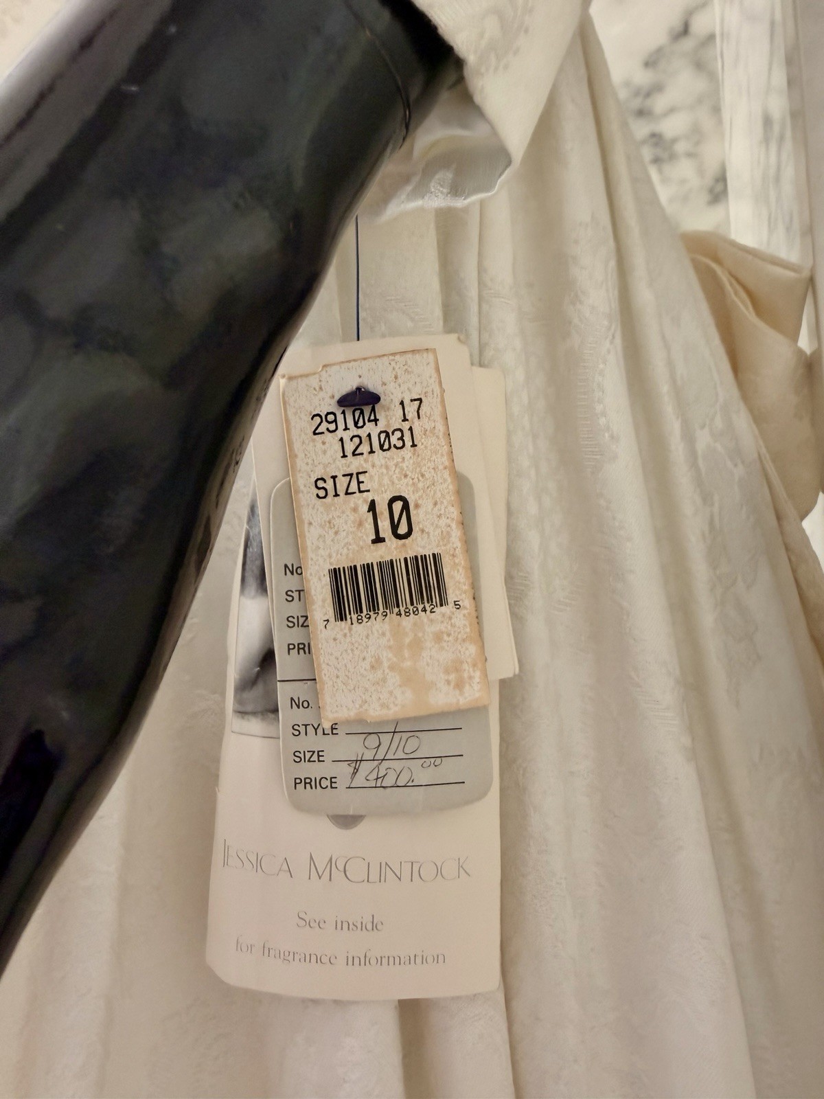 VTG Jessica McClintock Gunne Sax Ivory Jacquard Beaded Bridal Prairie Maxi Dress