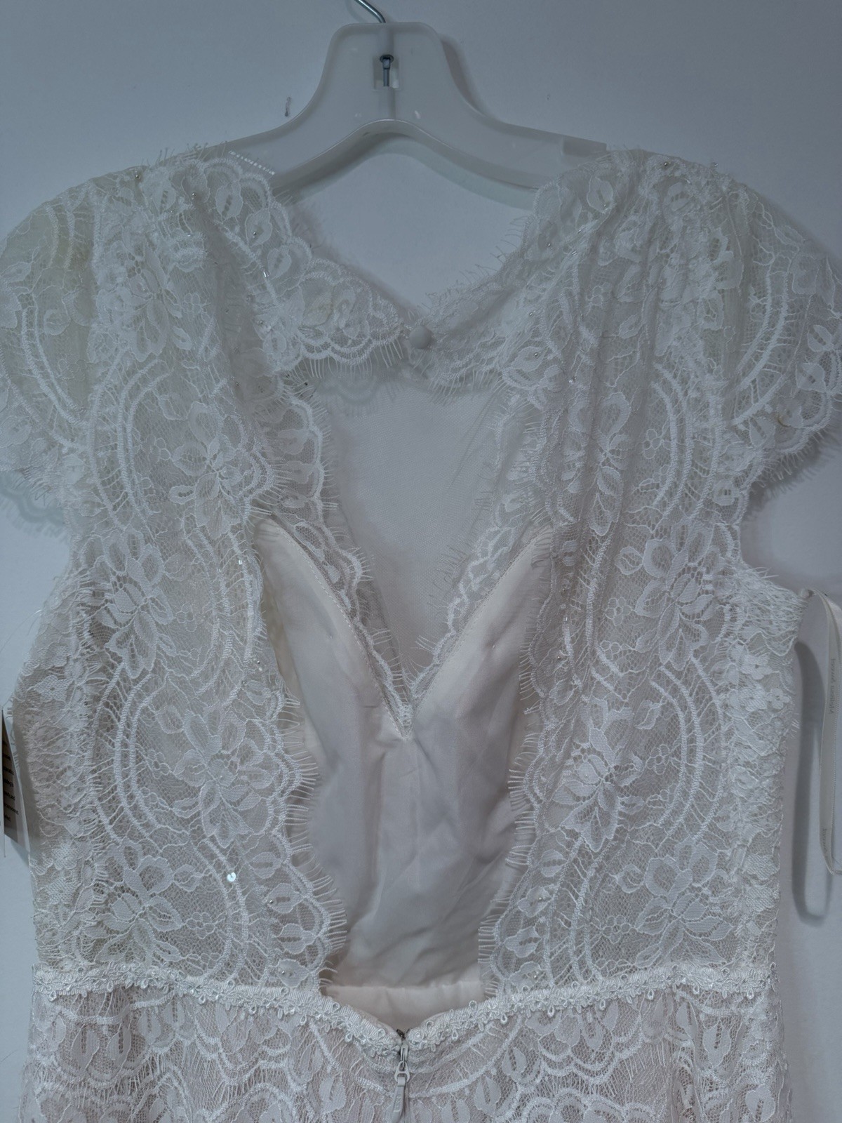 David’s Bridal Melissa Sweet High Neck Cap Sleeve Wedding Dress Size 14 NEW NWT