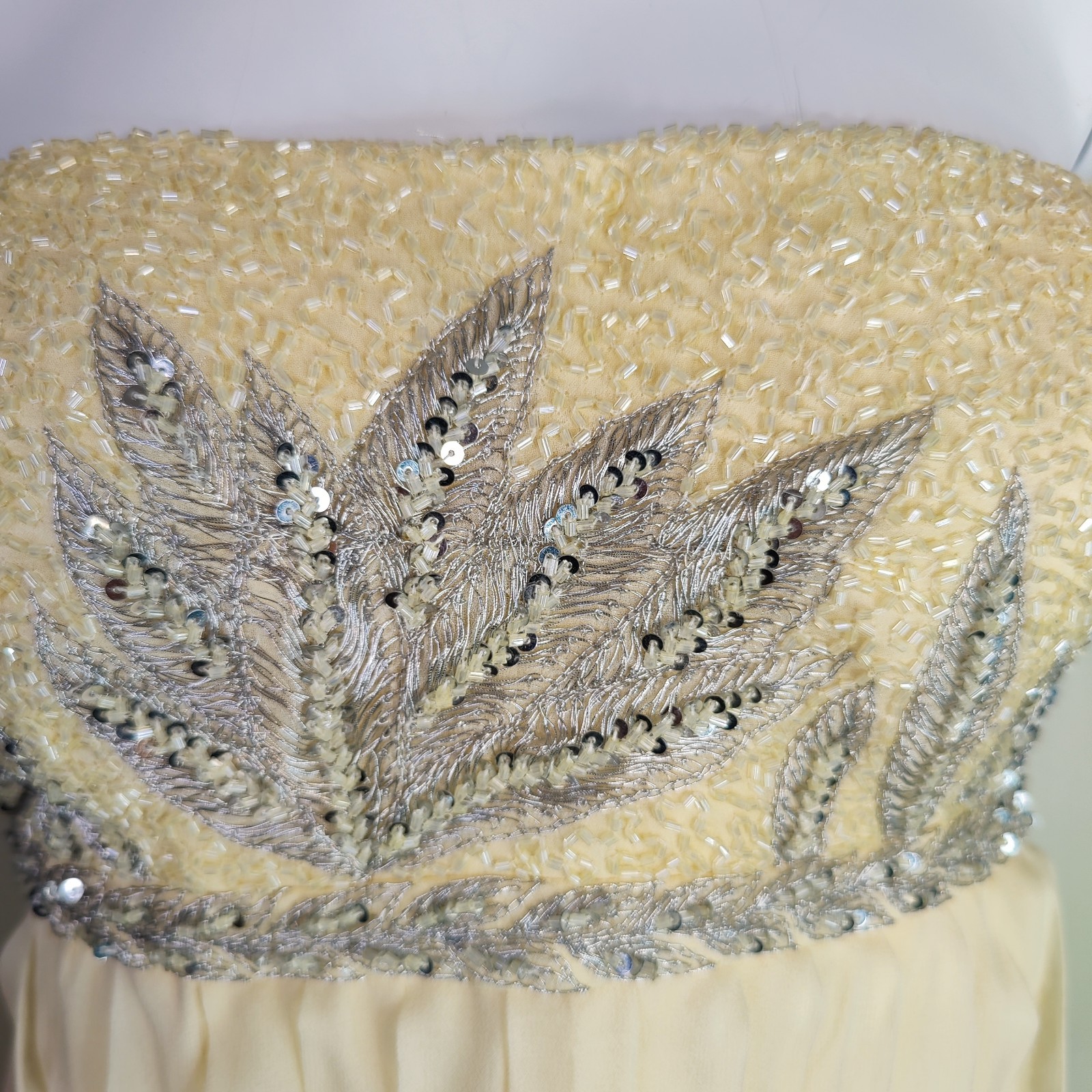 Camille La Vie Ball Gown Wedding Dress Beige Gold Lace Beaded Sequin Size 4