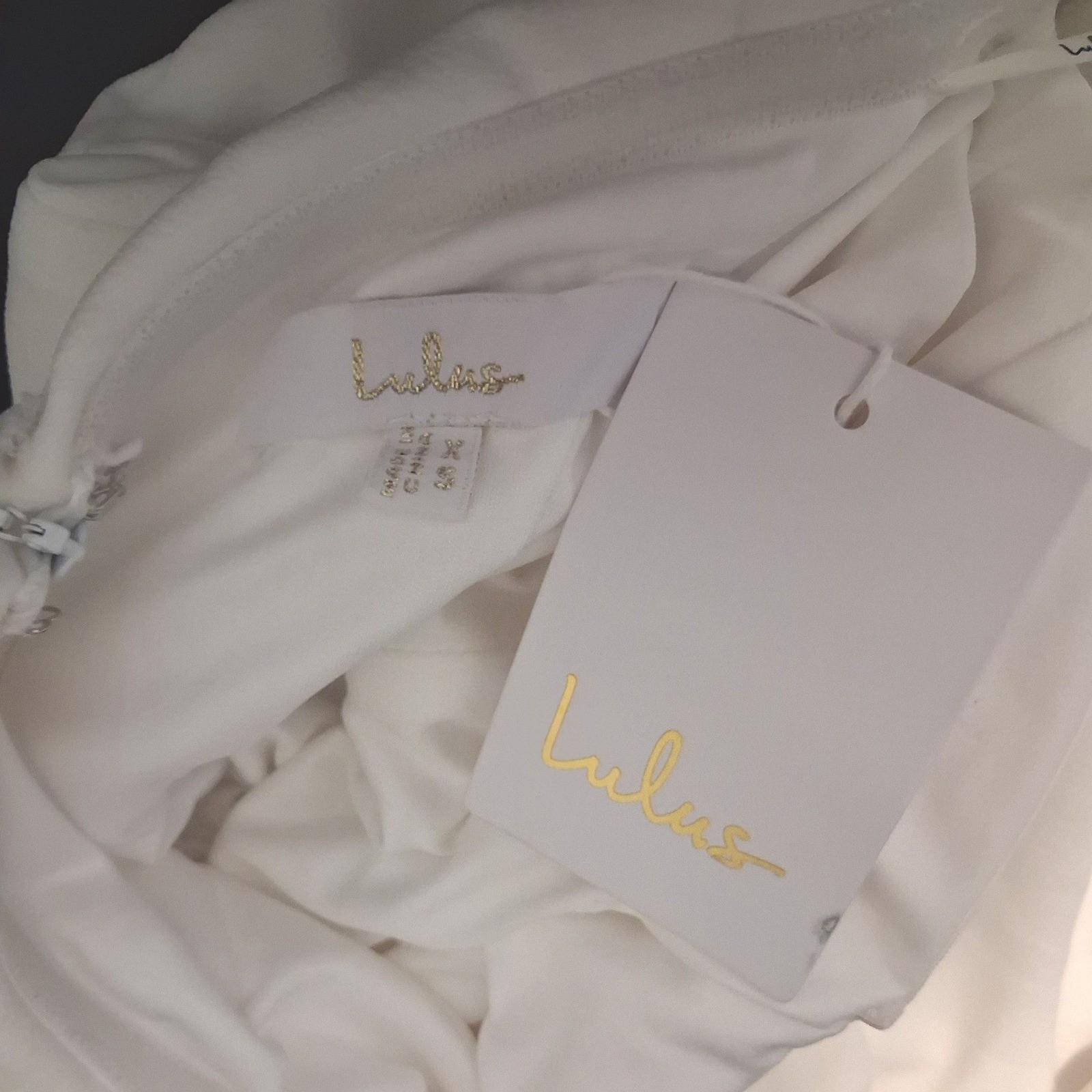 NWT Lulus Arienne White Off-the-Shoulder Mermaid Maxi Wedding Dress XS Elegant