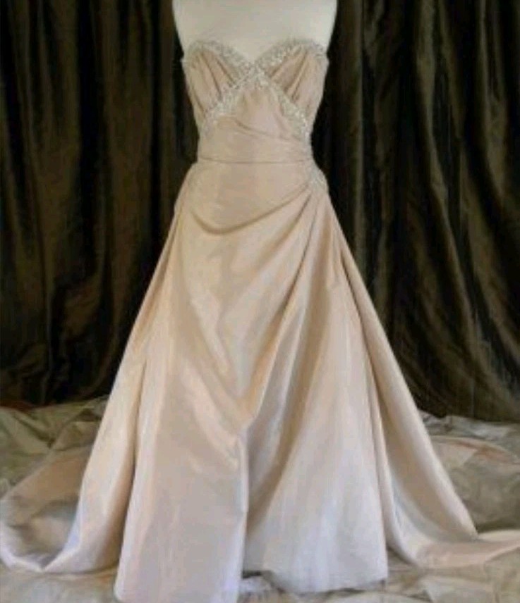 Rare! Maggie Sottero & Midgley Rose COGNAC iridescent Taffeta Wedding Gown